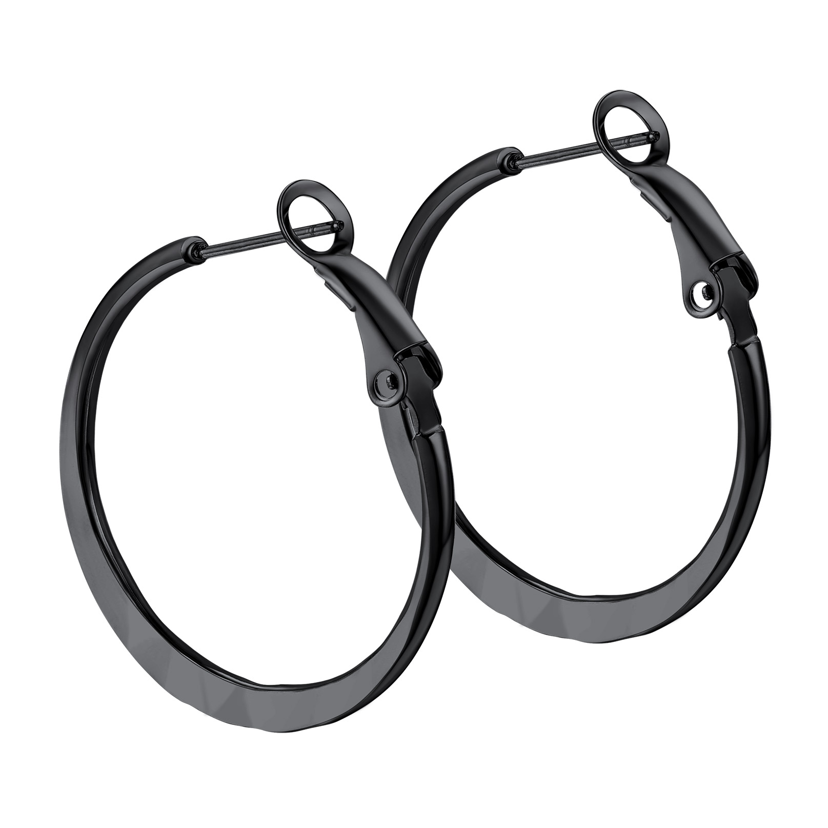 Hoop Earrings For Women Stainless Steel Hoops Lightweight Gothic Jewelry black 30mm