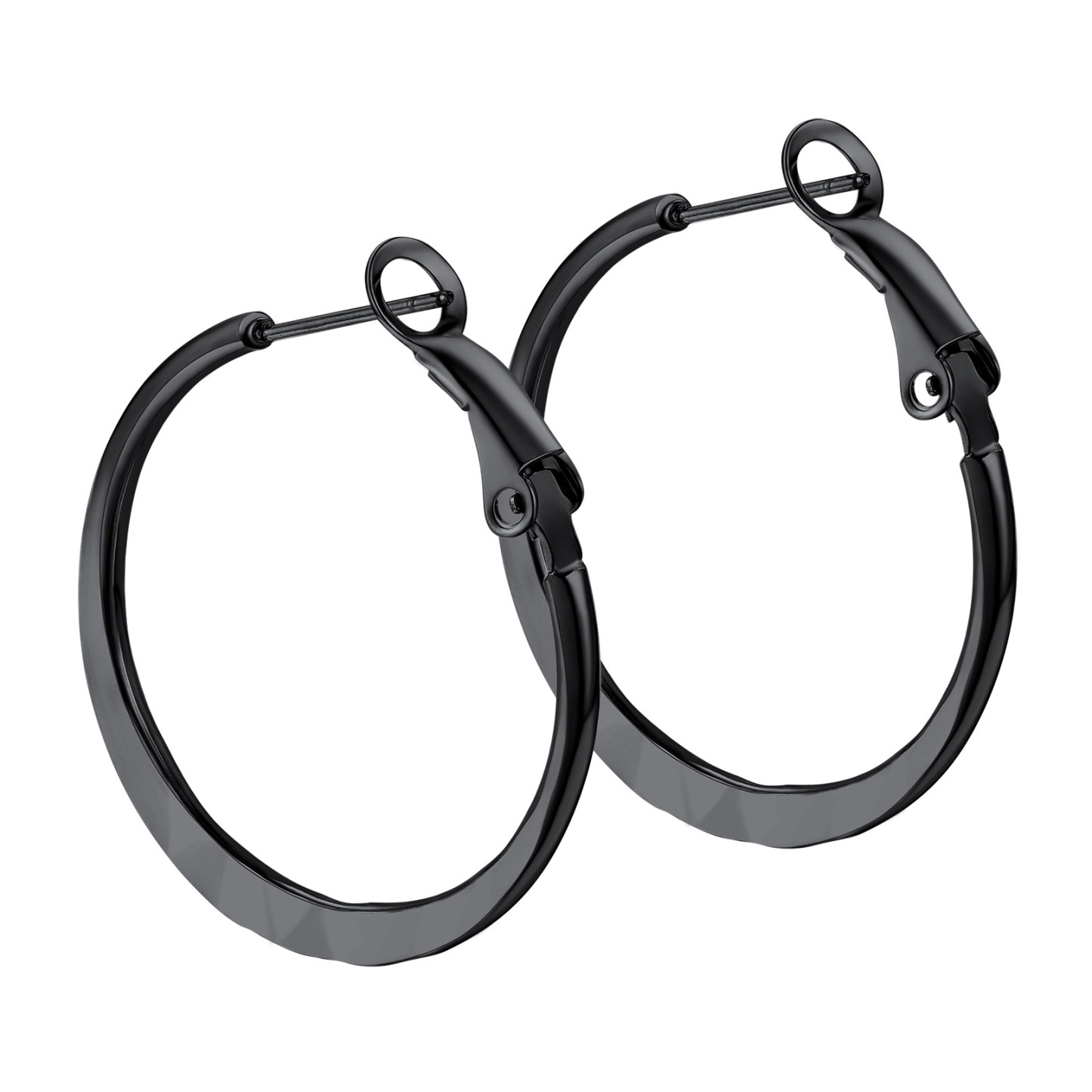 Hoop Earrings For Women Stainless Steel Hoops Lightweight Gothic Jewelry black 30mm