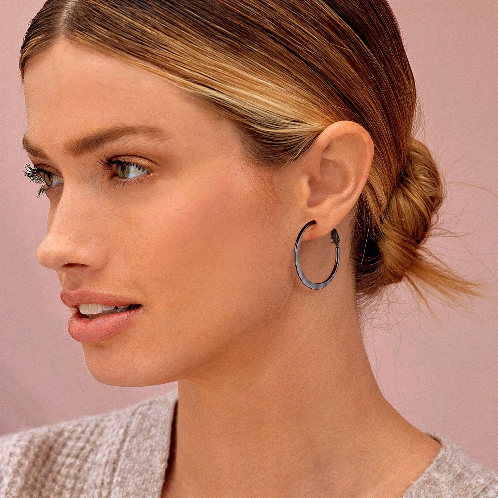 Hoop Earrings Stainless Steel Hoops Lightweight Gothic Jewelry model