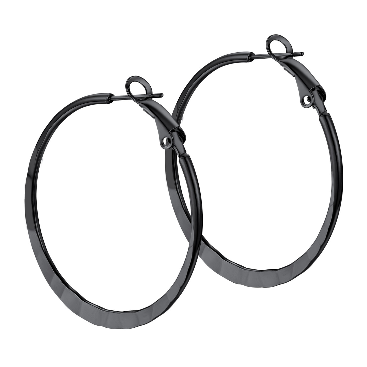 Hoop Earrings For Women Stainless Steel Hoops Lightweight Gothic Jewelry black 40mm
