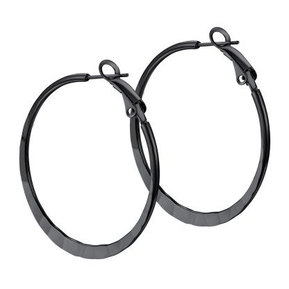 Hoop Earrings For Women Stainless Steel Hoops Lightweight Gothic Jewelry black 40mm