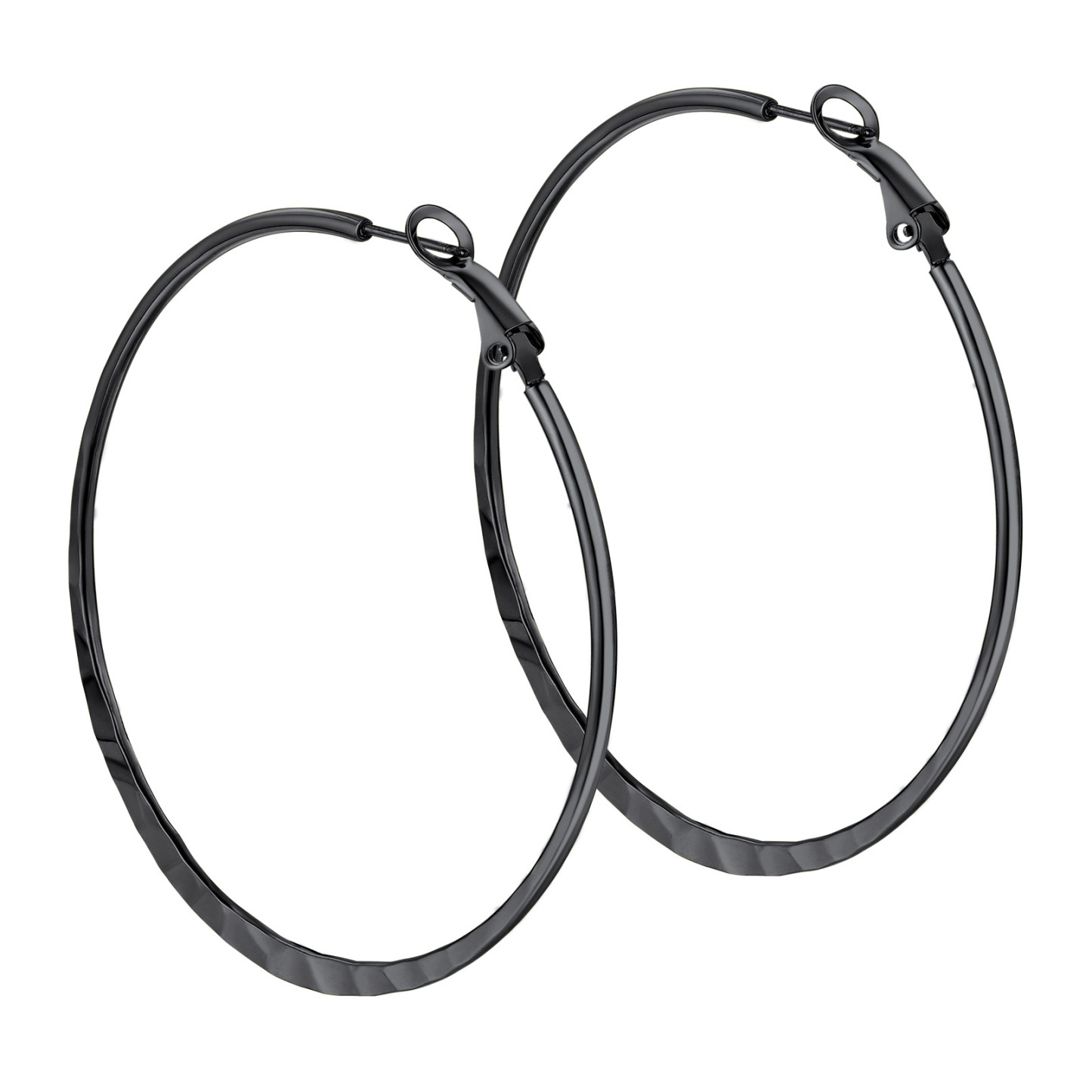 Hoop Earrings For Women Stainless Steel Hoops Lightweight Gothic Jewelry black 60mm
