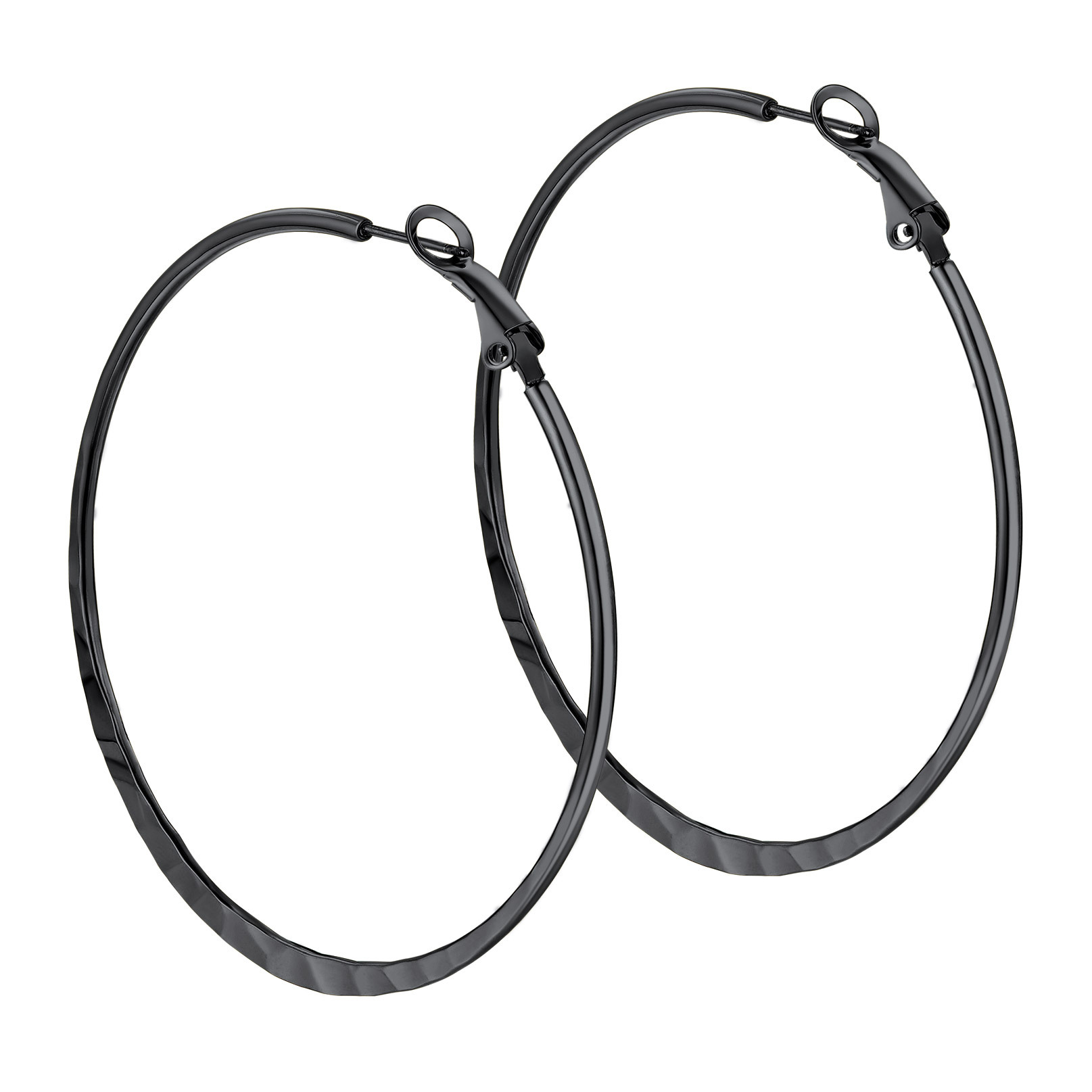 Hoop Earrings For Women Stainless Steel Hoops Lightweight Gothic Jewelry black 60mm