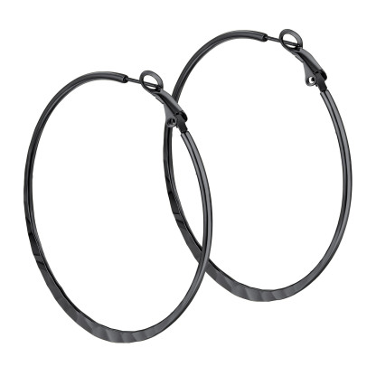 Hoop Earrings For Women Stainless Steel Hoops Lightweight Gothic Jewelry black 60mm