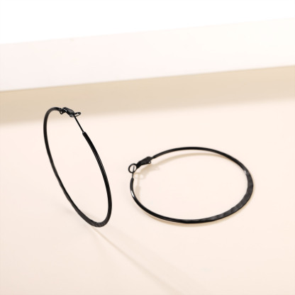 Hoop Earrings For Women Stainless Steel Hoops Lightweight Gothic Jewelry black detail