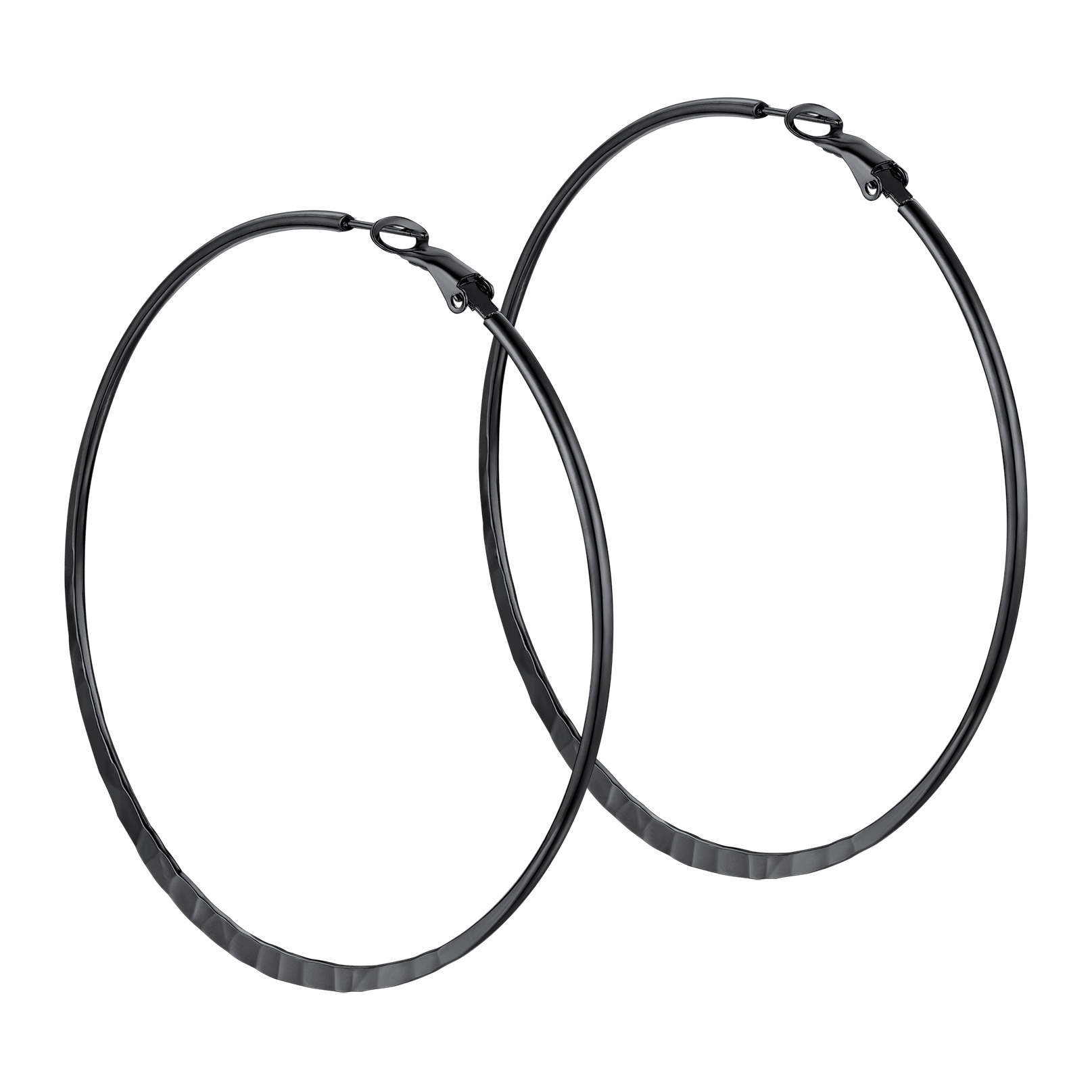 Hoop Earrings For Women Stainless Steel Hoops Lightweight Gothic Jewelry black 80mm