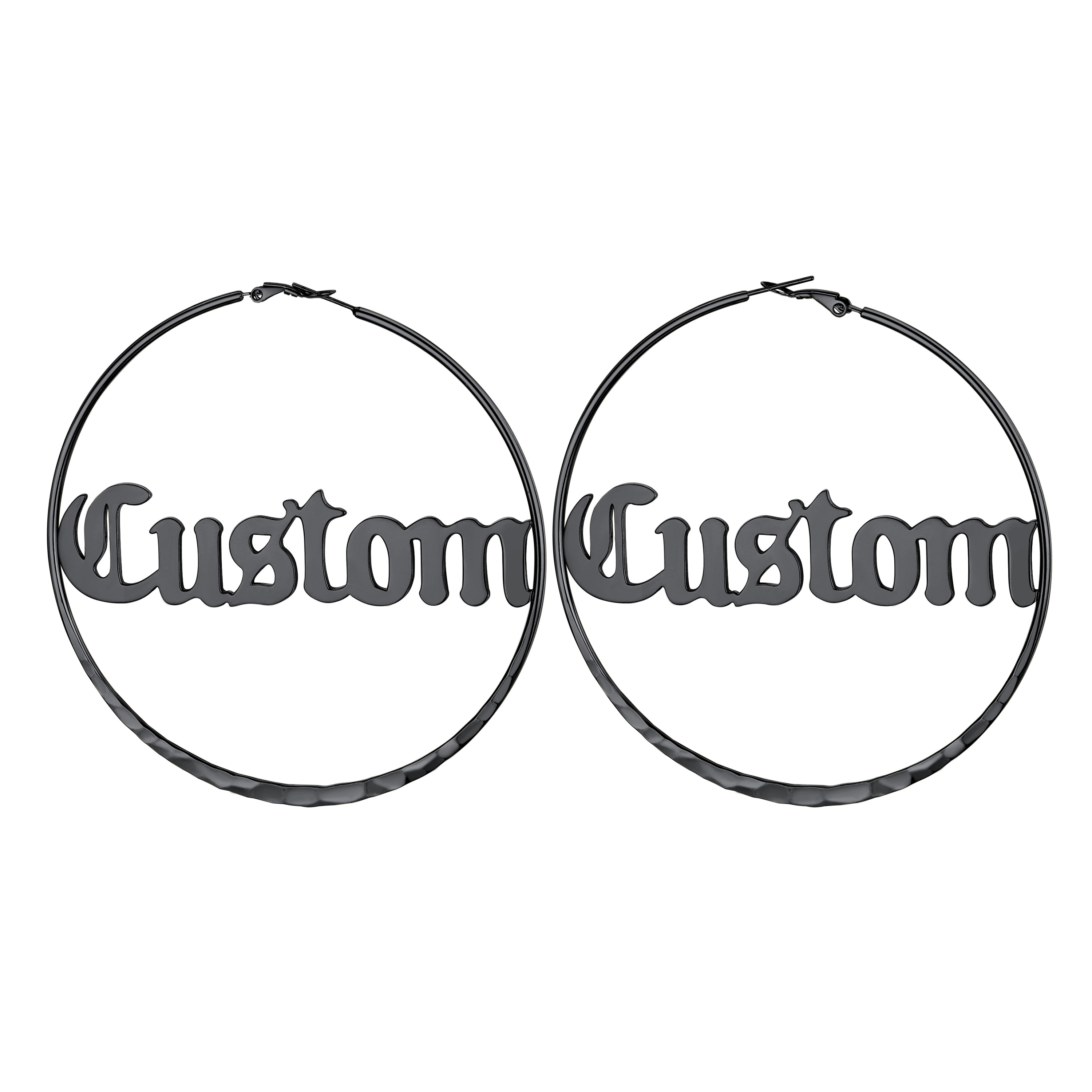  Custom Double Name Circle Hoop Earrings for Women BLACK