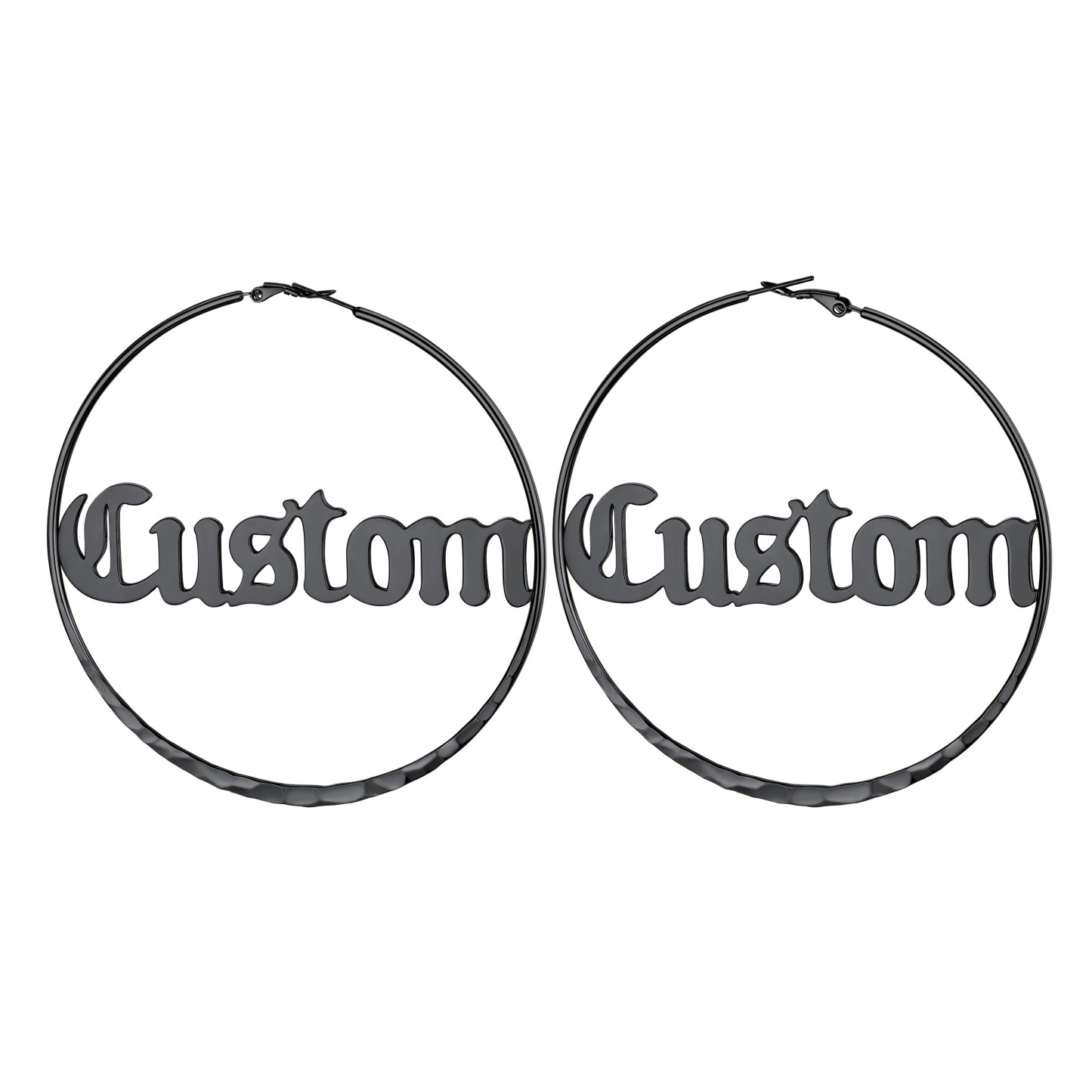  Custom Double Name Circle Hoop Earrings for Women BLACK