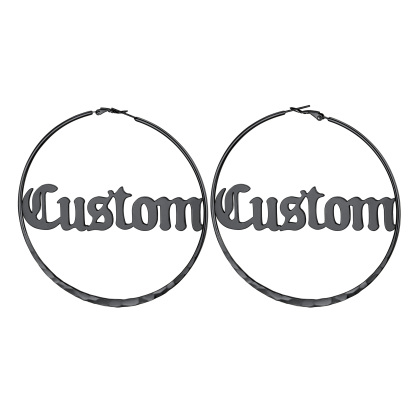  Custom Double Name Circle Hoop Earrings for Women BLACK