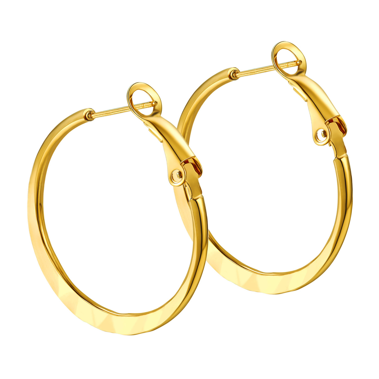 Hoop Earrings For Women Stainless Steel Hoops Lightweight Gothic Jewelry 30mm gold