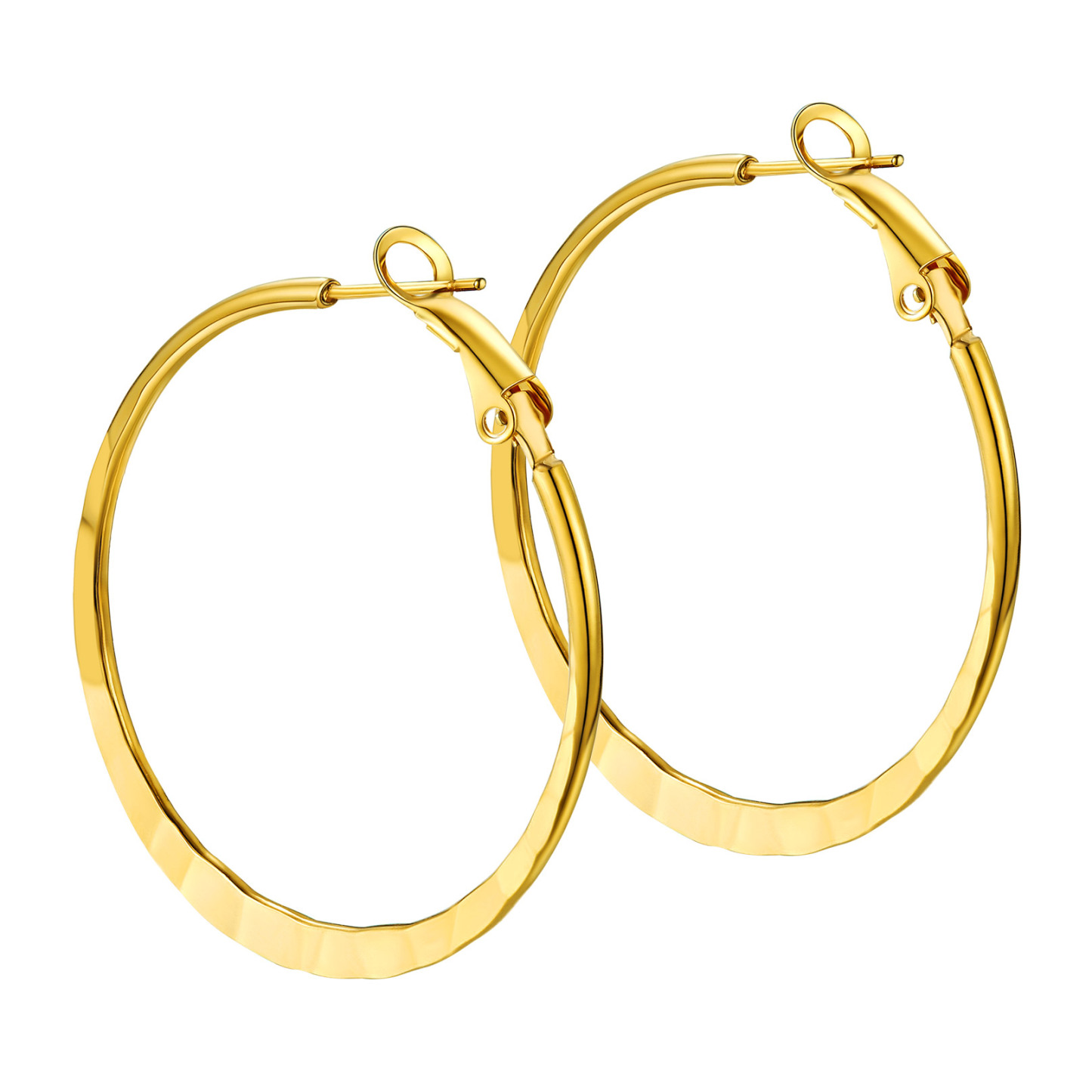 Hoop Earrings For Women Stainless Steel Hoops Lightweight Gothic Jewelry 40mm gold