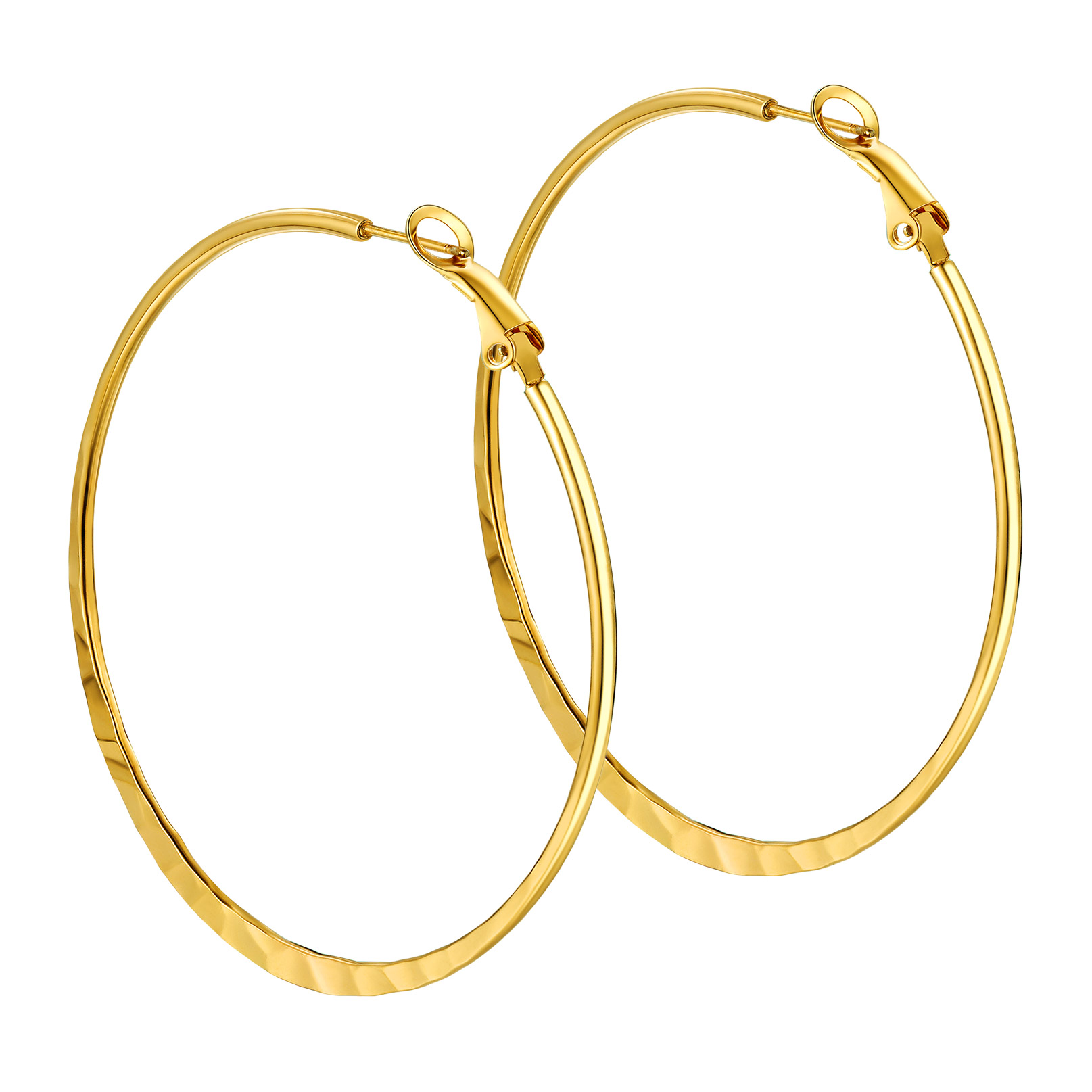 Hoop Earrings For Women Stainless Steel Hoops Lightweight Gothic Jewelry 60mm gold