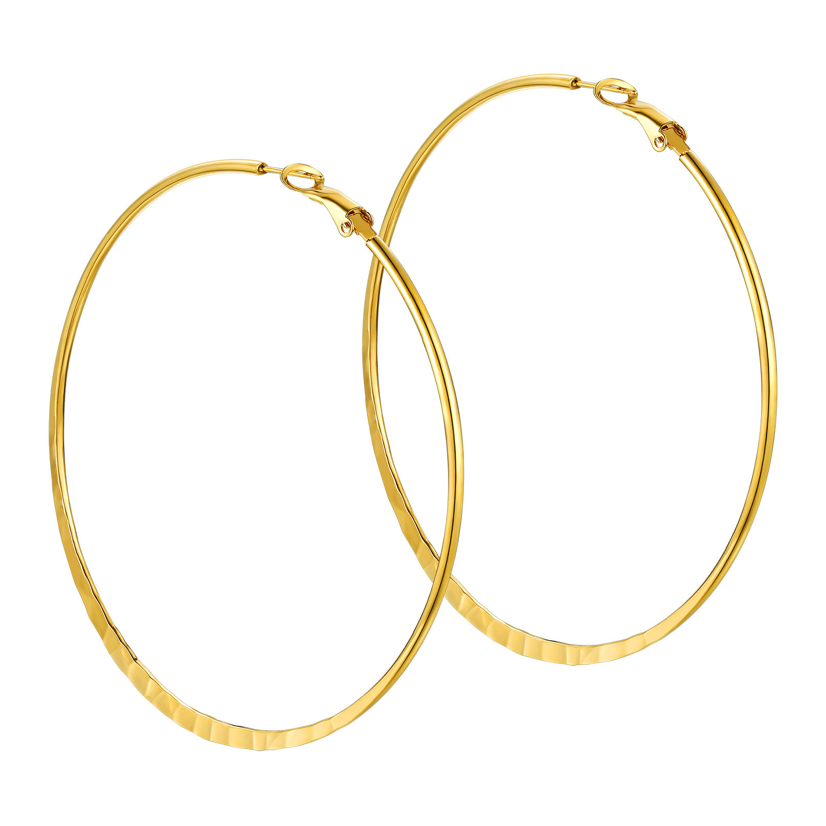 Hoop Earrings For Women Stainless Steel Hoops Lightweight Gothic Jewelry 80mm gold
