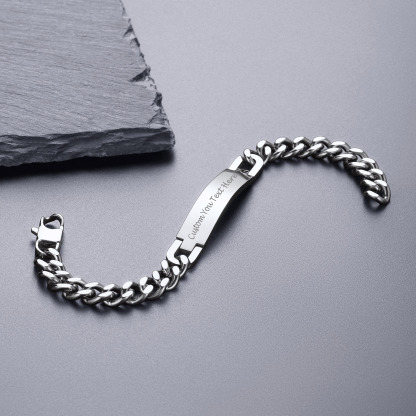 Personalized Stainless Steel Bracelet Cuban Link for Men and Women Silver Scene