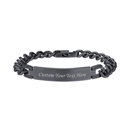 Personalized Stainless Steel Bracelet Cuban Link for Men and Women Black