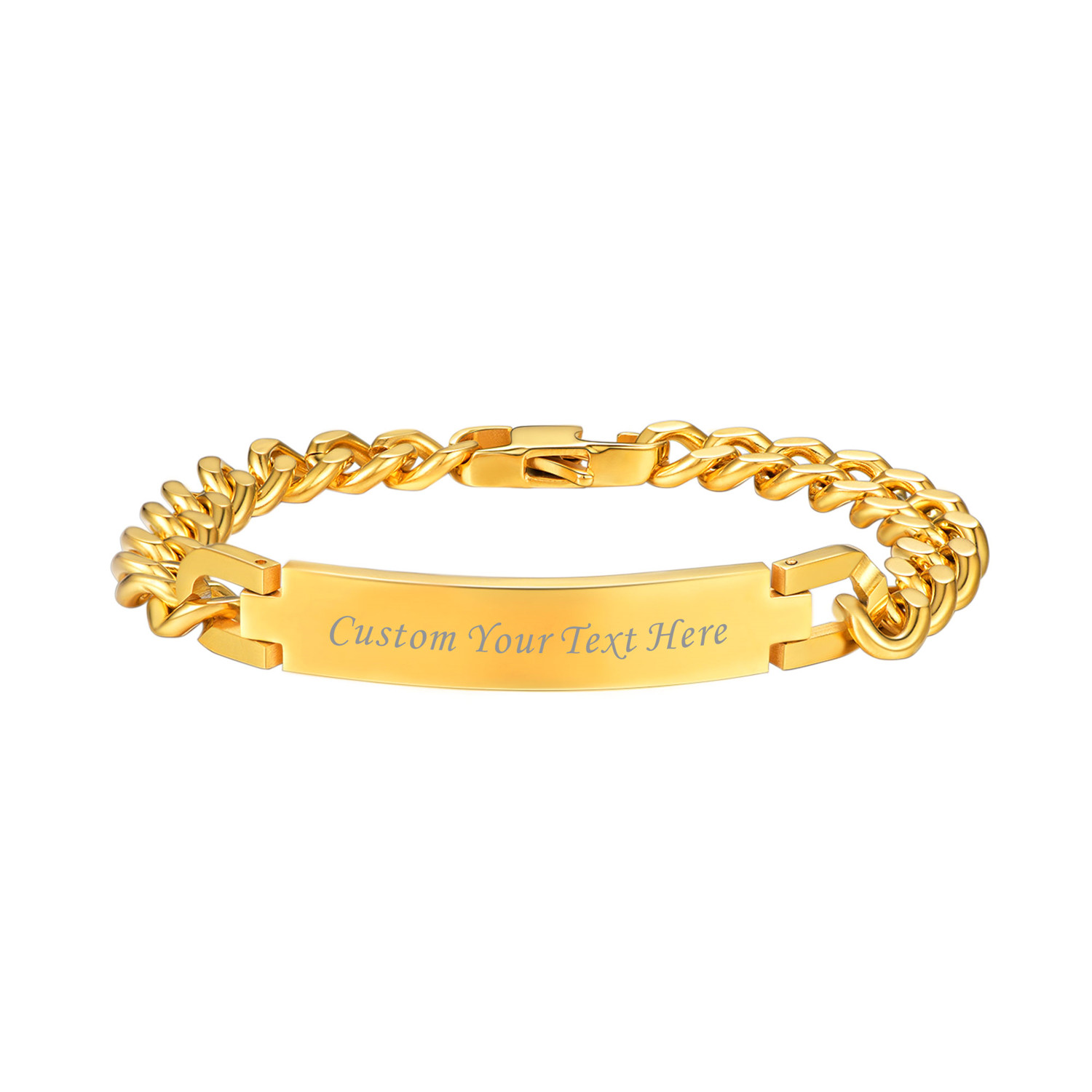 Personalized Stainless Steel Bracelet Cuban Link for Men and Women Gold