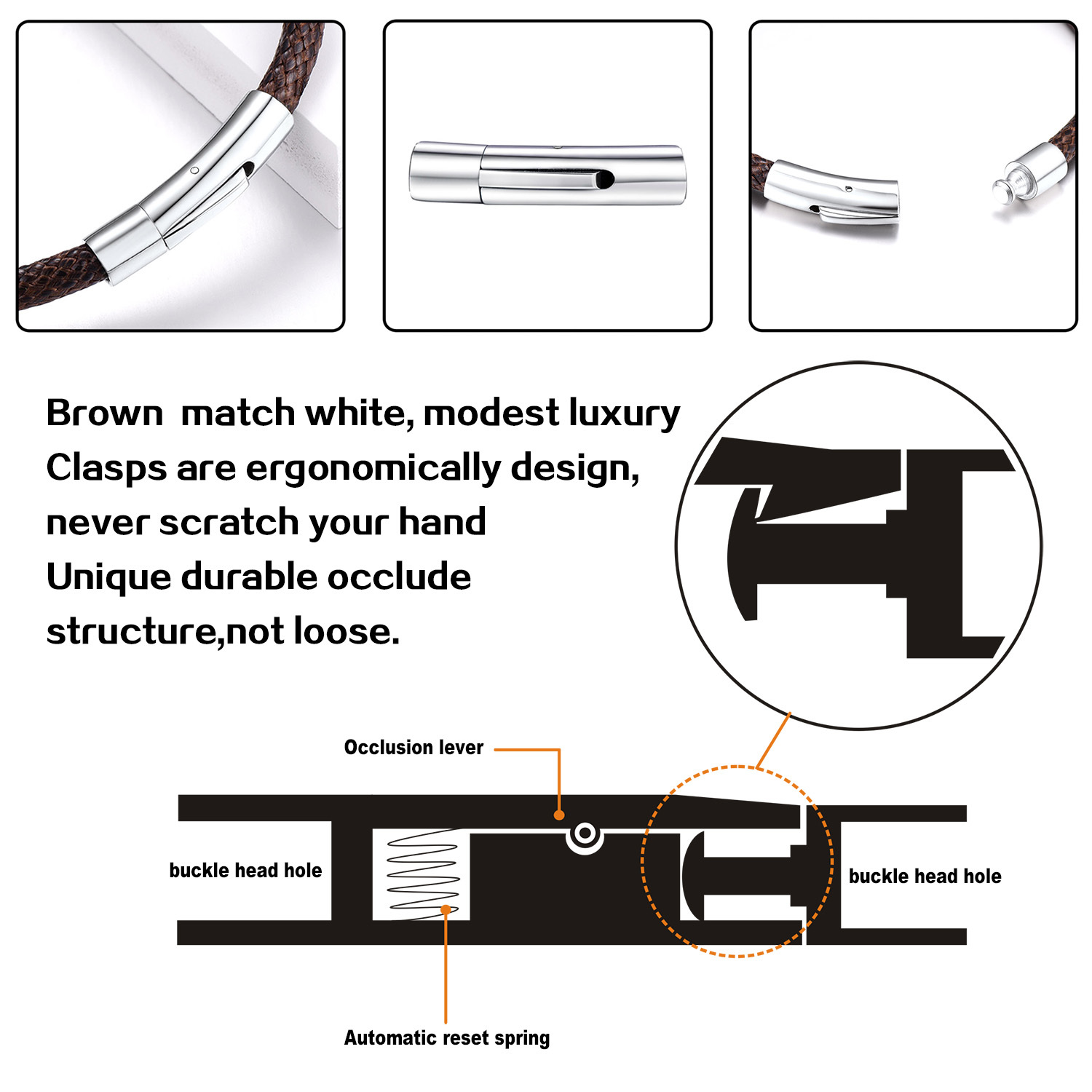 Custom Engraved Leather Bracelet with Magnetic Clasp for Men