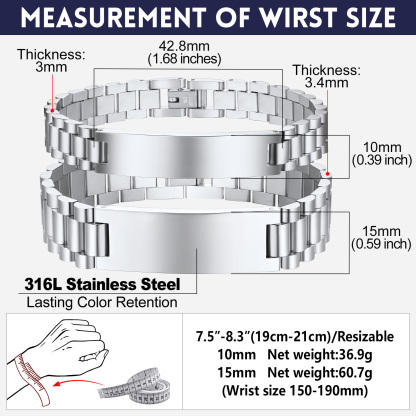 Personalized Engraving Wristband ID Bracelet for Couple detail