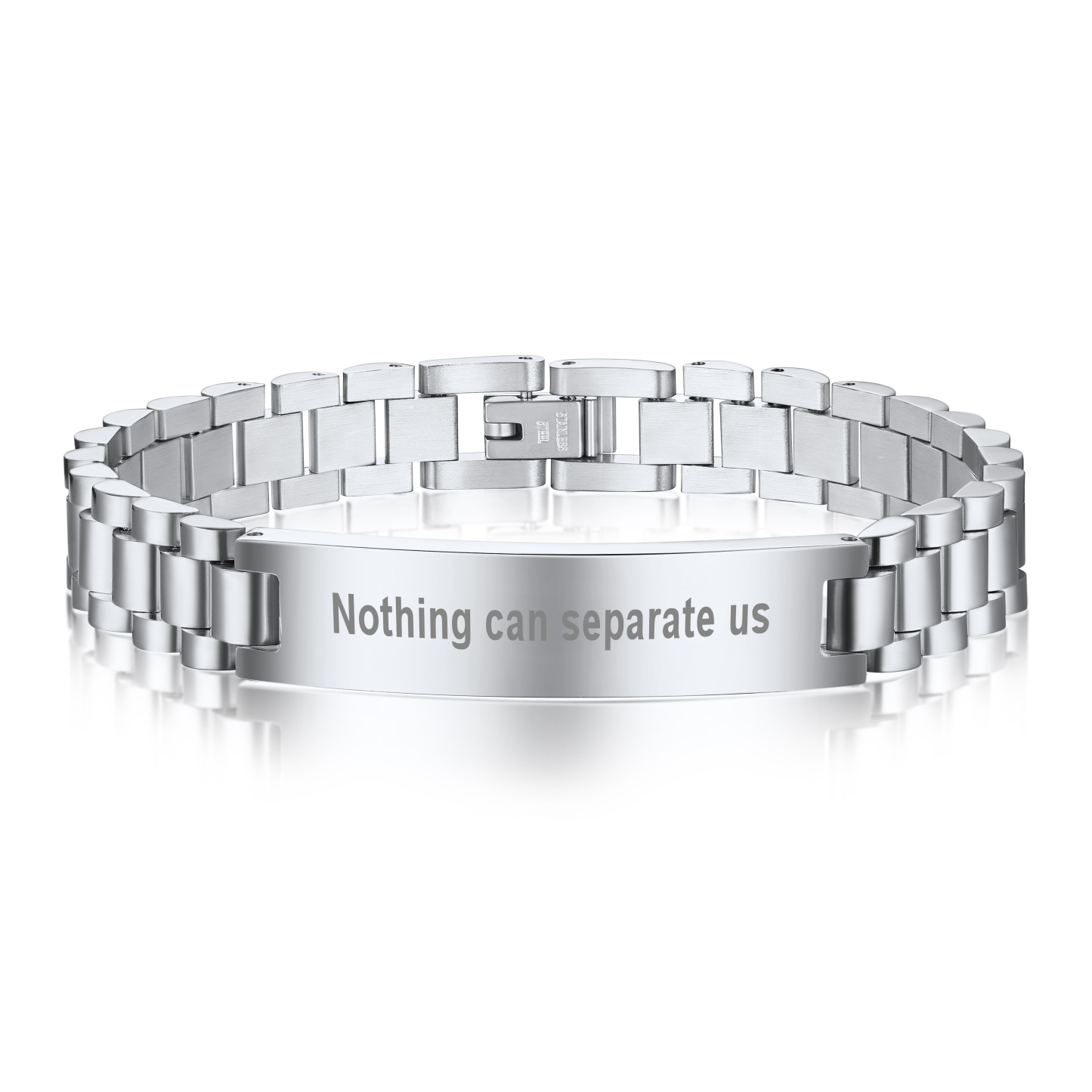 Personalized Engraving Wristband ID Bracelet for women silver