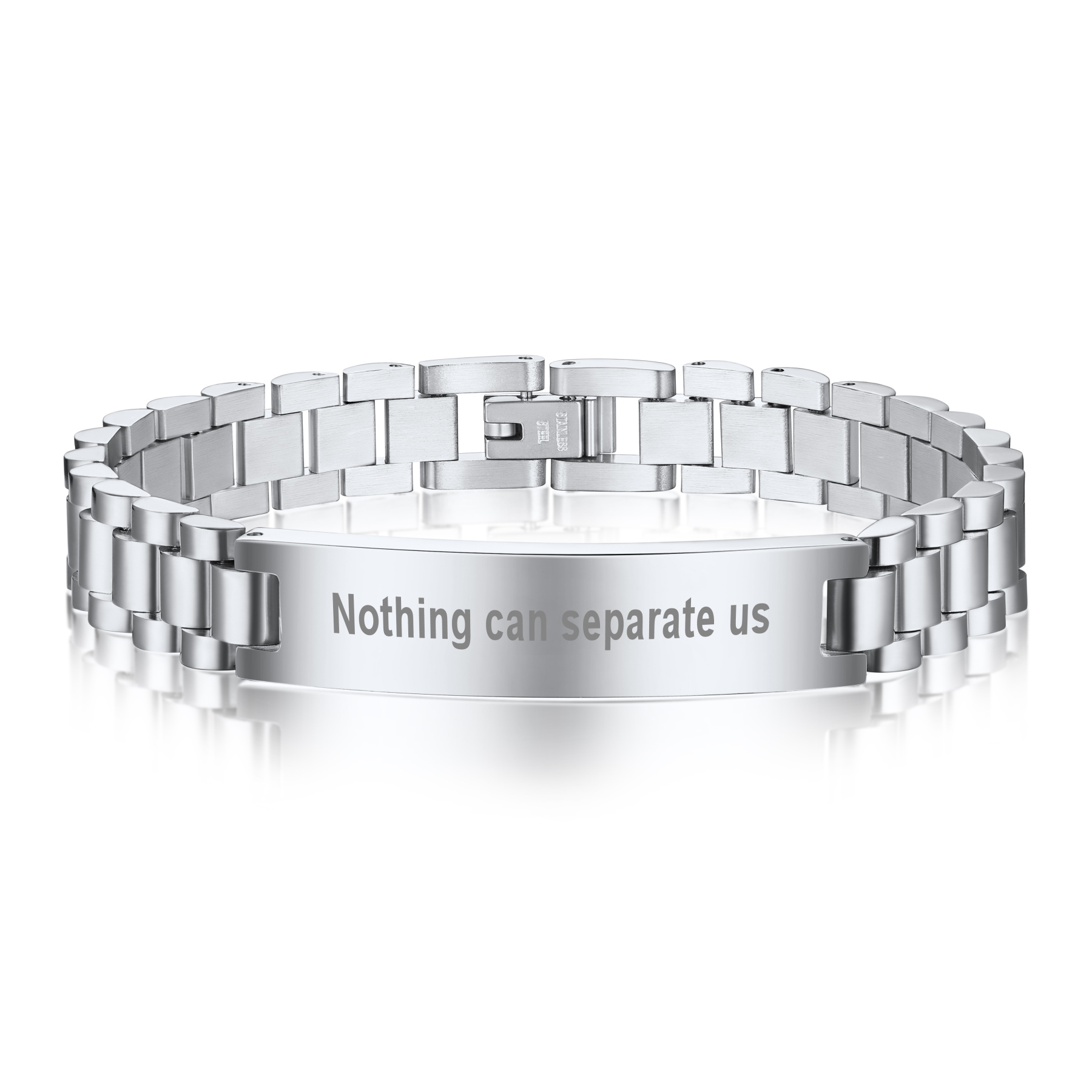 Personalized Engraving Wristband ID Bracelet for women silver