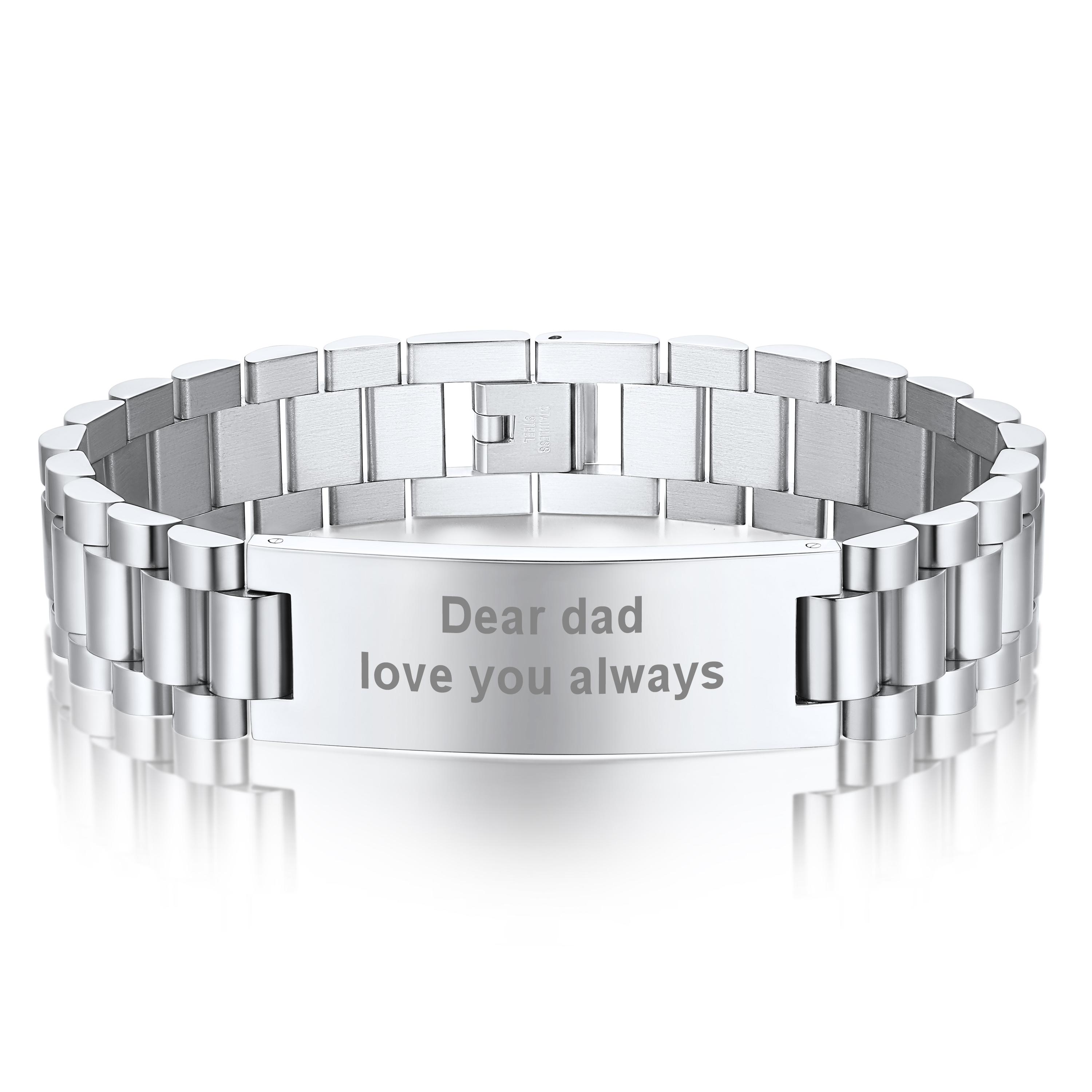 Personalized Engraving Wristband ID Bracelet for men silver