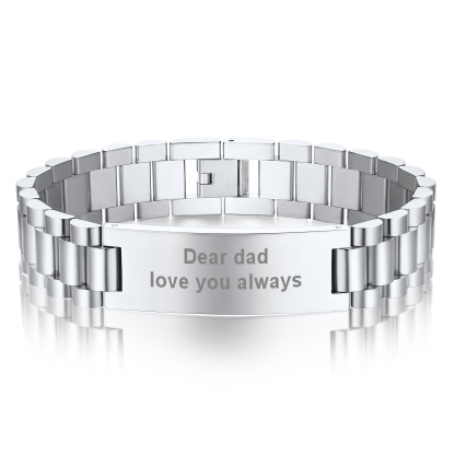 Personalized Engraving Wristband ID Bracelet for men silver