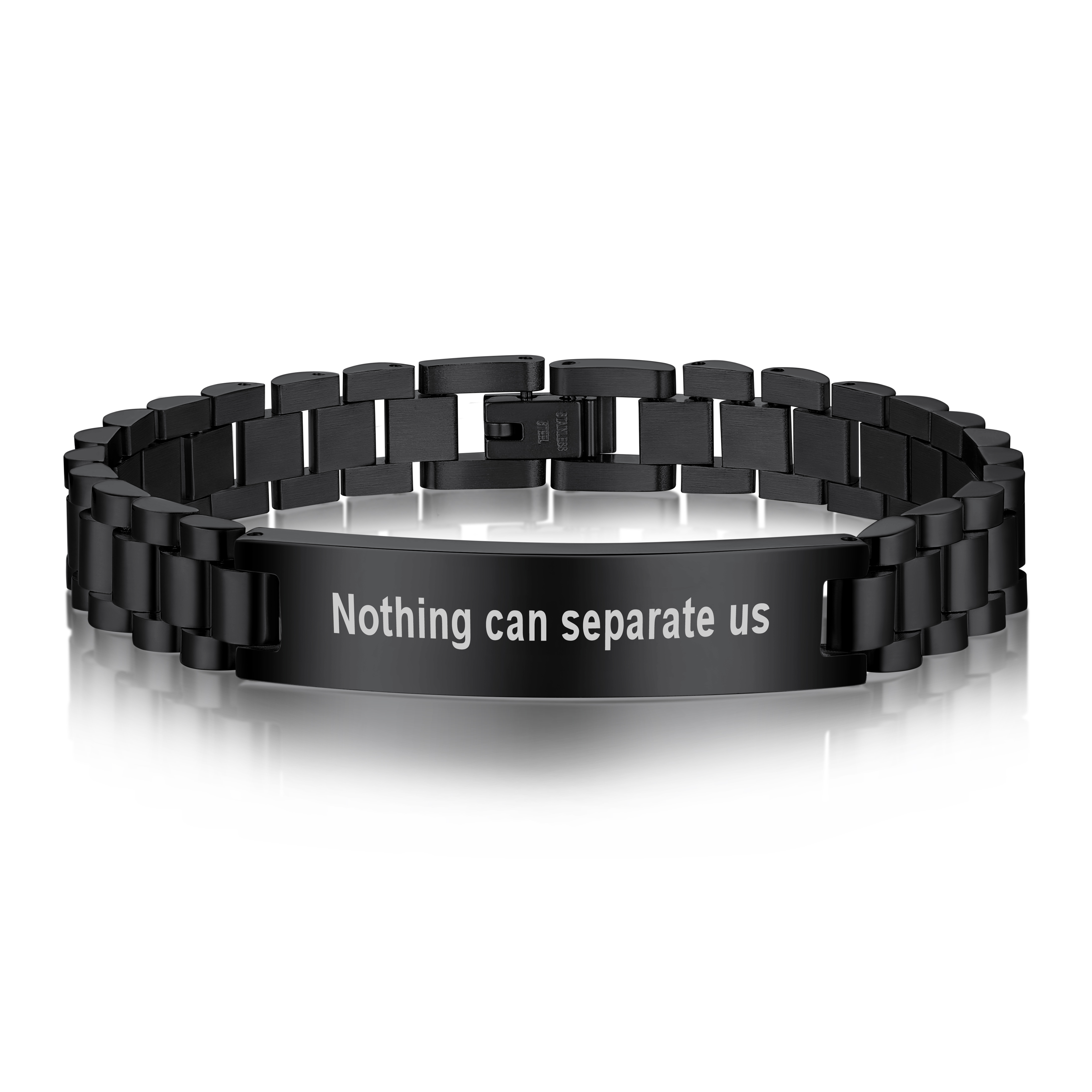 Personalized Engraving Wristband ID Bracelet for women black