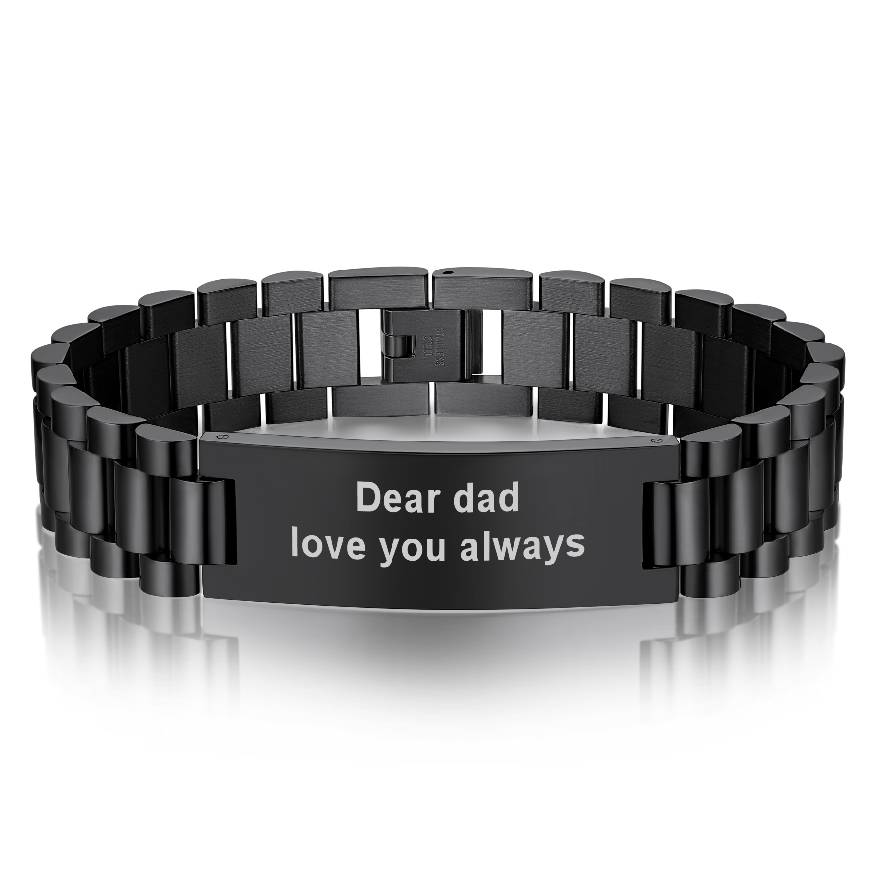 Personalized Engraving Wristband ID Bracelet for men black