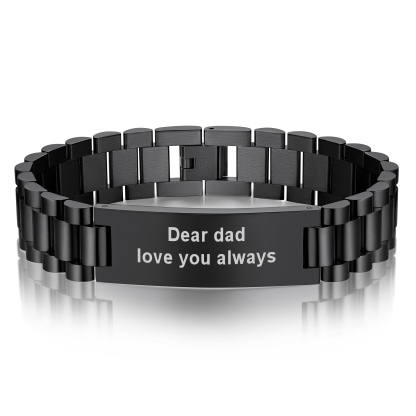 Personalized Engraving Wristband ID Bracelet for men black