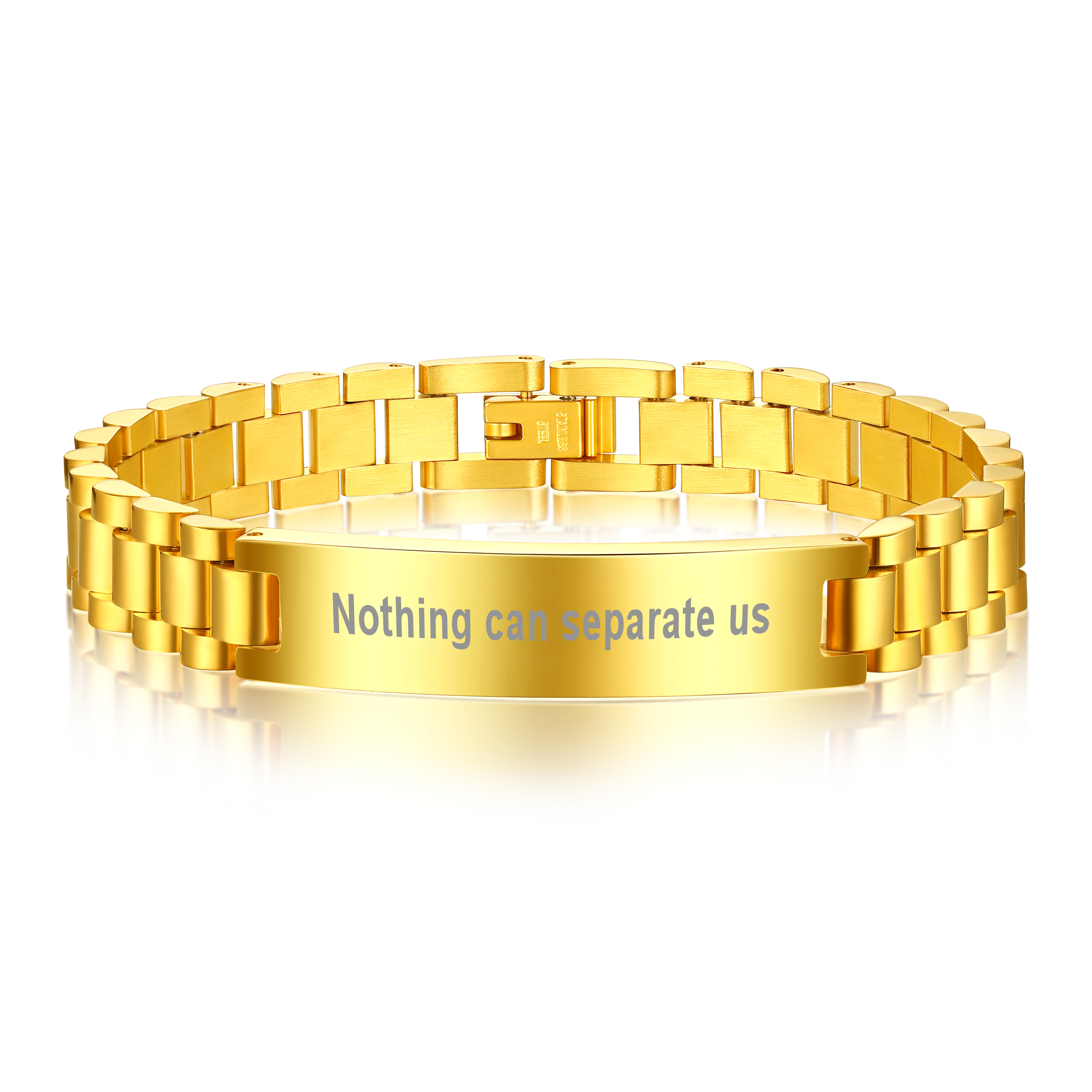 Personalized Engraving Wristband ID Bracelet for women gold