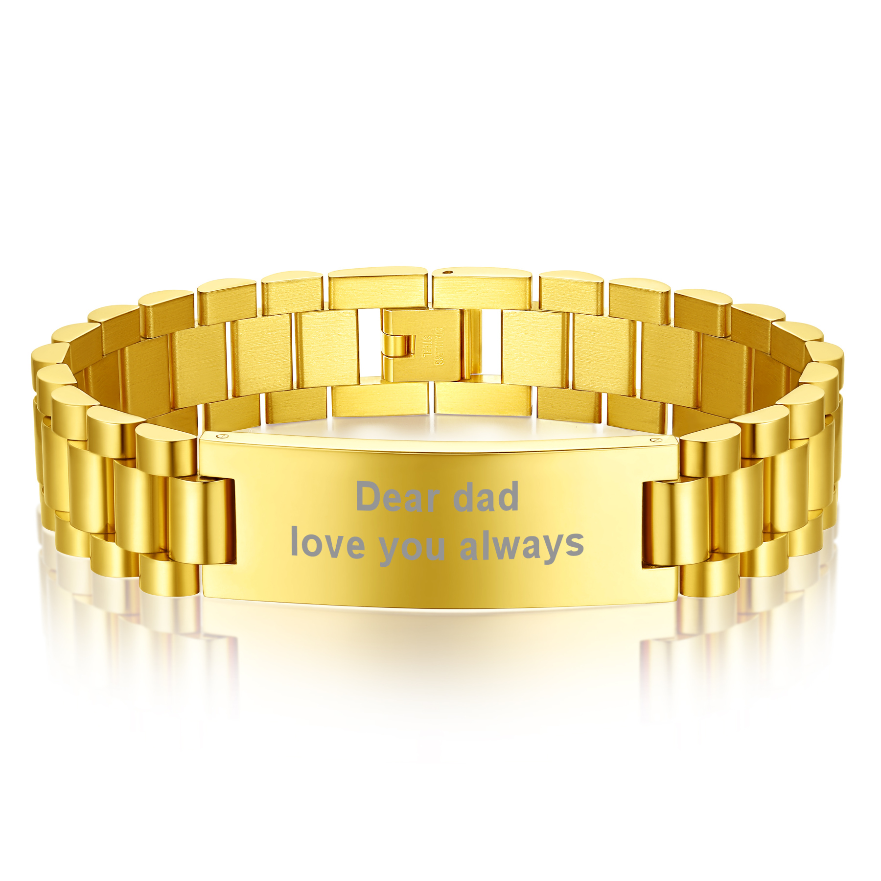Personalized Engraving Wristband ID Bracelet for men gold