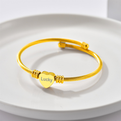 Custom Name Engraved Bangle Cuff Bracelet for Women occasion gold