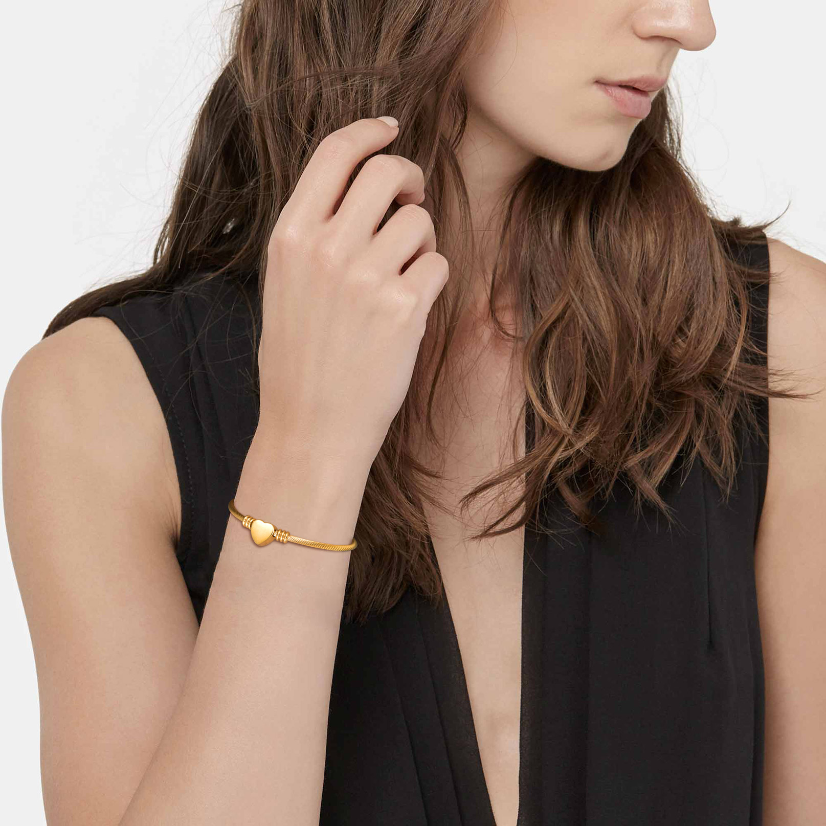 Custom Name Engraved Bangle Cuff Bracelet model gold