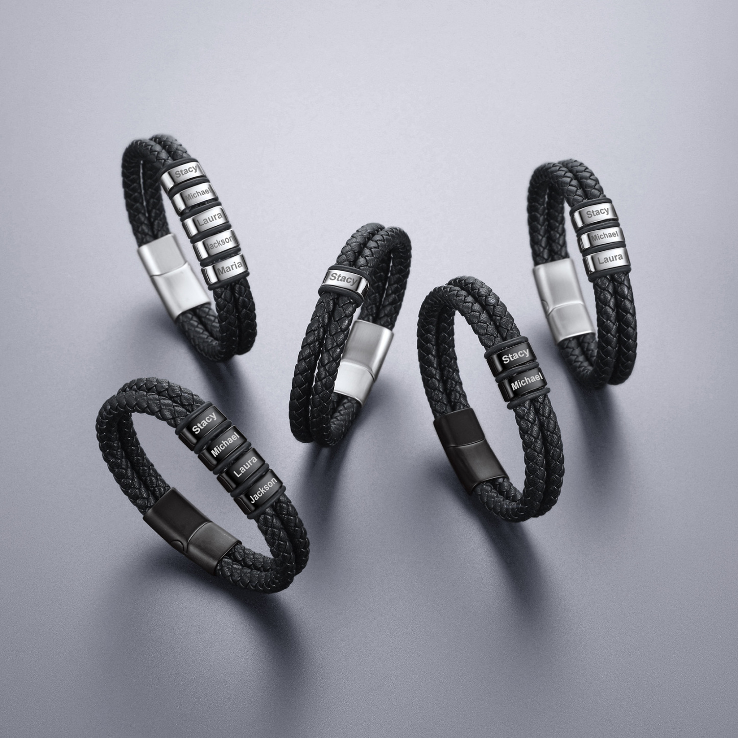 Custom Beaded Braided Leather Bracelets