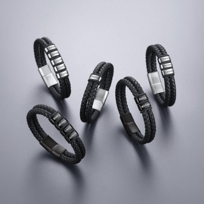 Custom Beaded Braided Leather Bracelets