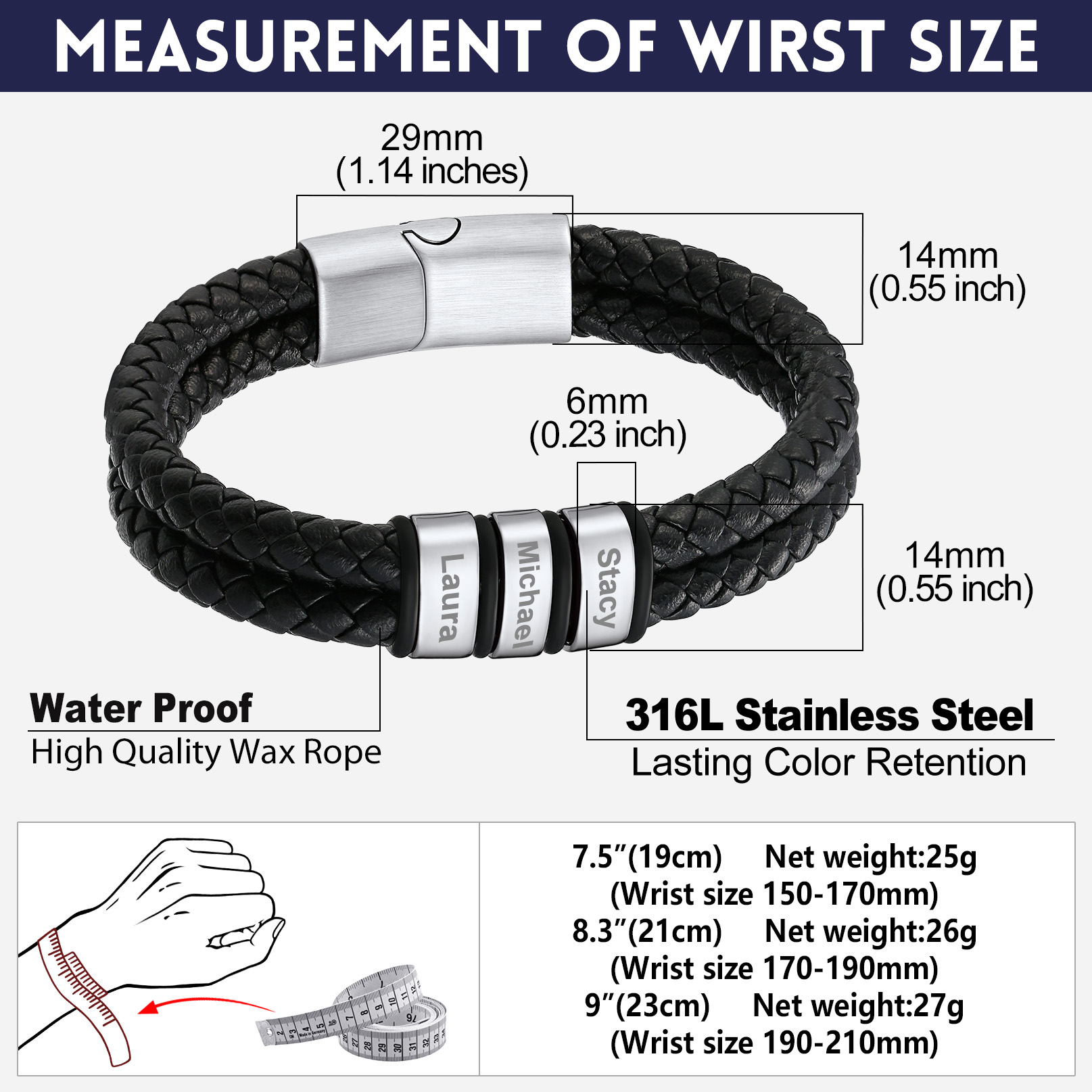 Name Beaded Braided Leather Bracelets