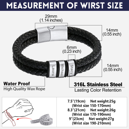 Name Beaded Braided Leather Bracelets