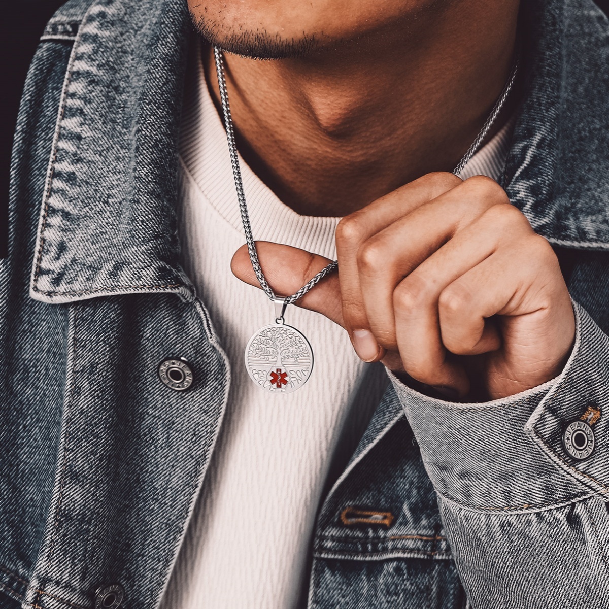 Customize Medical Alert Health Emergency ID Stainless Steel Pendant Necklace