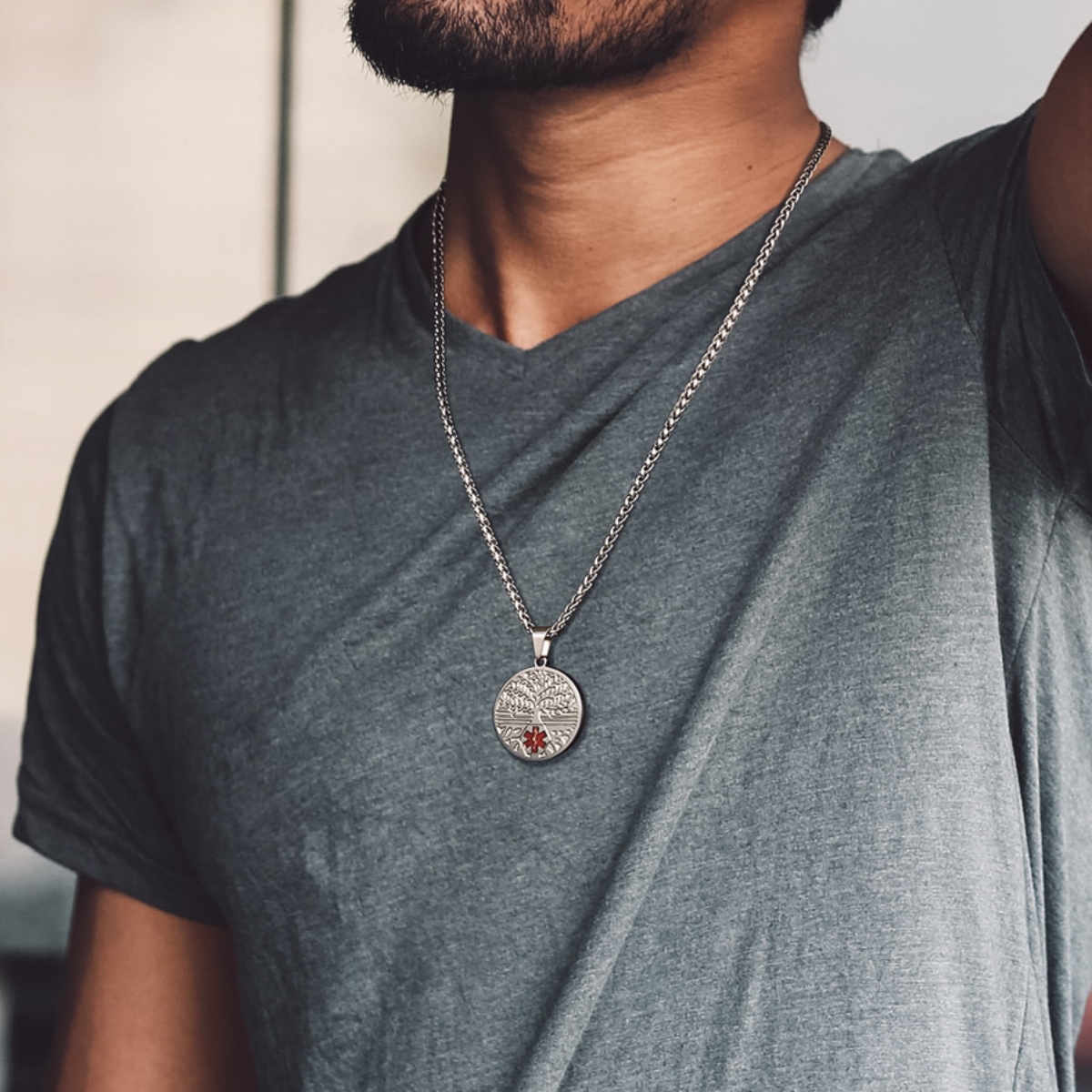 Customize Medical Alert Health Emergency ID Stainless Steel Pendant Necklace