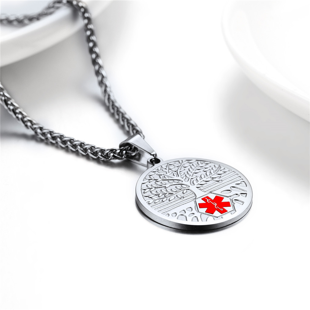 Customize Medical Alert Health Emergency ID Stainless Steel Pendant Necklace