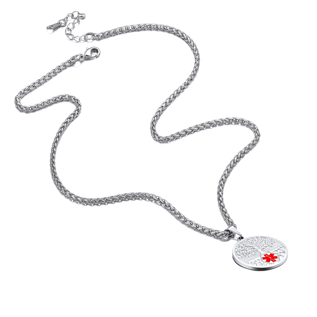 Customize Medical Alert Health Emergency ID Stainless Steel Pendant Necklace