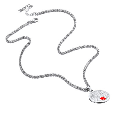 Customize Medical Alert Health Emergency ID Stainless Steel Pendant Necklace