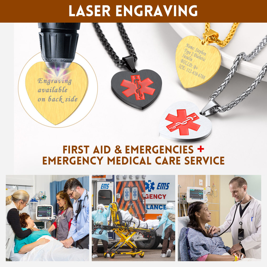 Custom Engraved Medical ID Necklace 