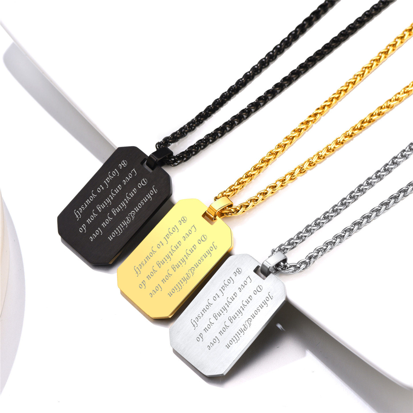 Customized Engraving Octagonal Dog Tag Necklace 