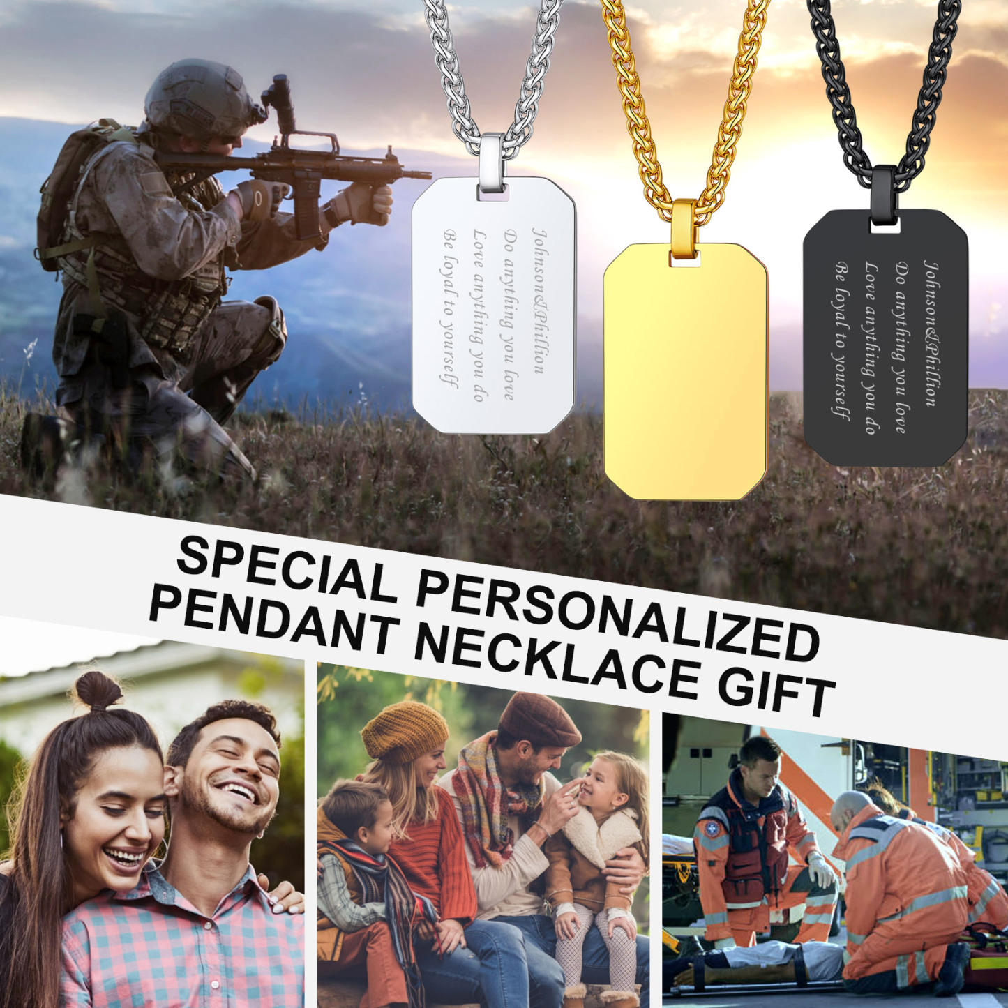 Customized Engraving Octagonal Dog Tag Necklace 