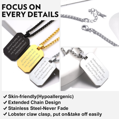 Customized Engraving Octagonal Dog Tag Necklace 