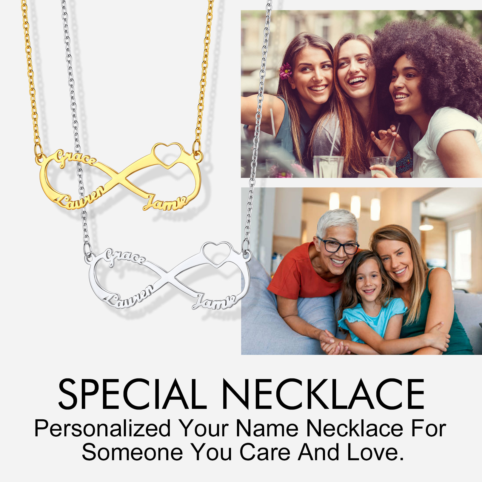 Custom Name Infinity Pendant Necklace for Women  gift