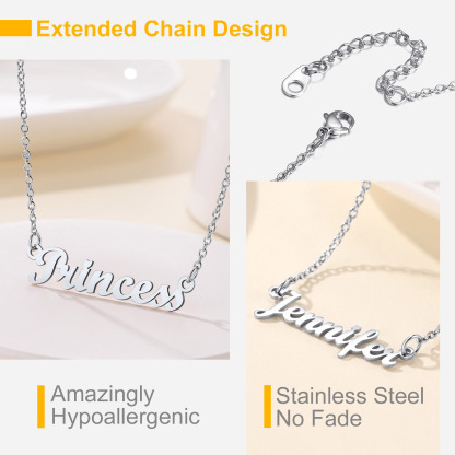 Personalized Cuban Chain Name Plate Necklace For Women