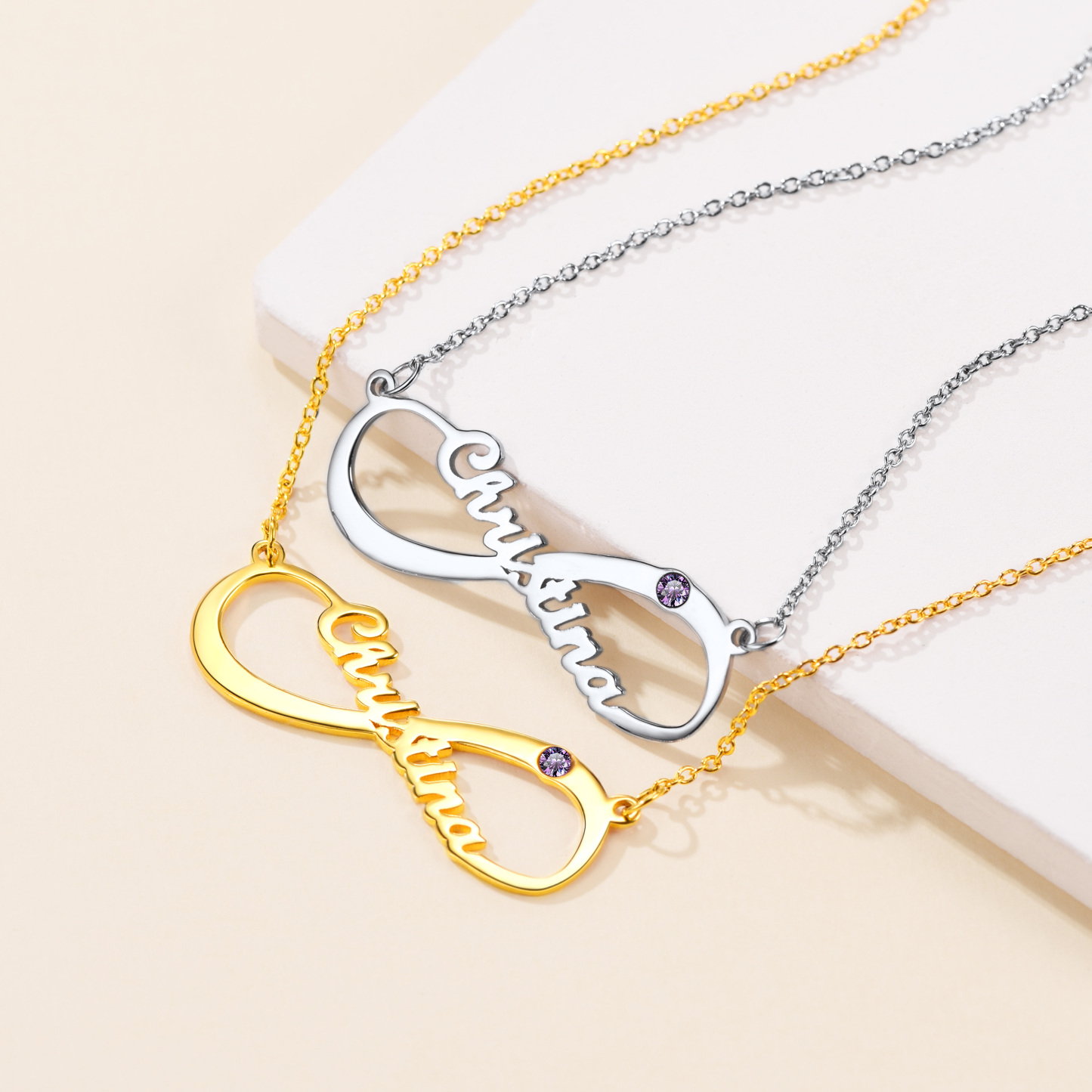 Personalized Birthstone Infinity Necklace with Name for Women  collection
