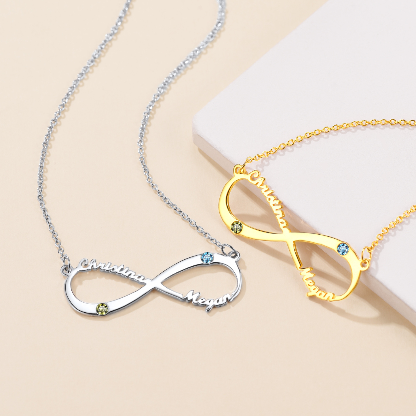 Personalized Birthstone 925 Sterling Silver Infinity Name Necklace for Women collection